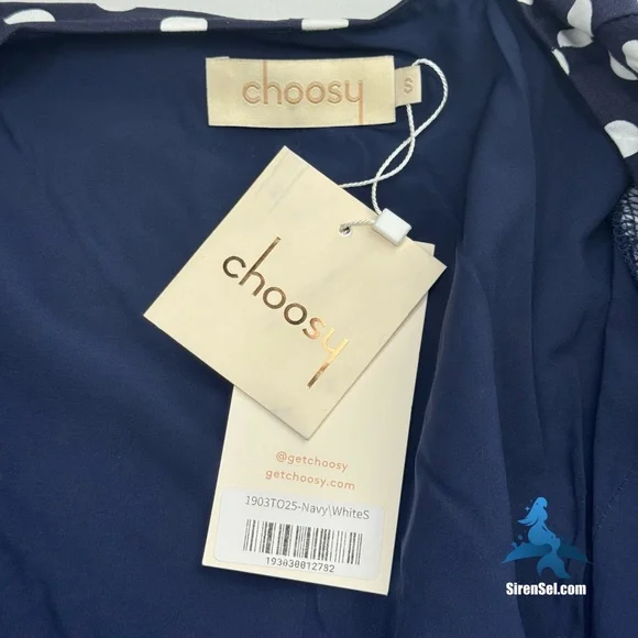 1160 NWT Choosy Infinity Wrap Top – Size Small – Navy/White Polka Dot - Picture 6 of 13